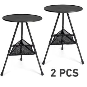 Portable Adjustable Folding Camping Table Round Lightweight Small Outdoor Picnic BBQ Hiking Indoor Use