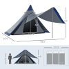 Outsunny Teepee Camping Tent Easy Set-Up with Porch Blue for 2-3 Person Outdoor Hiking