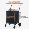 VEVOR Folding Shopping Cart with Removable Waterproof Liner, 330LBS Large Capacity Jumbo Grocery Cart with Dual Basket, 360° Swivel Wheels