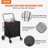 VEVOR Folding Shopping Cart with Removable Waterproof Liner, 330LBS Large Capacity Jumbo Grocery Cart with Dual Basket, 360° Swivel Wheels