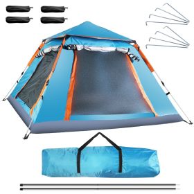1Pc 4-5 Person Camping Tent With 2 Mosquito Nets Windows Carry Bag Waterproof 7.05x7.05x4.46ft For Hiking Climbing Adventure Fishing Fedex Shipping (Option: Blue)