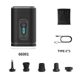 2026 Portable Air Pump With Retractable Keychain And Three-Level Adjustable Light For Quick Inflation And Pumping,Ideal For Camping, Travel, And Home (Option: Black)