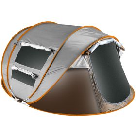 1Pc 5-8 Person Tent Automatic Setup Camping Tent Waterproof Instant Setup Tent With 4 Mosquito Net Windows Carrying Bag For Hiking Climbing Adventure (Option: Khaki)