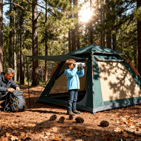 Family Quick-opening Tent 84.6L X 84.6W X 55.9H Tent Instant Camping Rainproof Tent 2-4 Person Tent Outdoor Tent Camping Tent  Hiking Tent Camping Set (Option: Dark green-215x215x142cm)